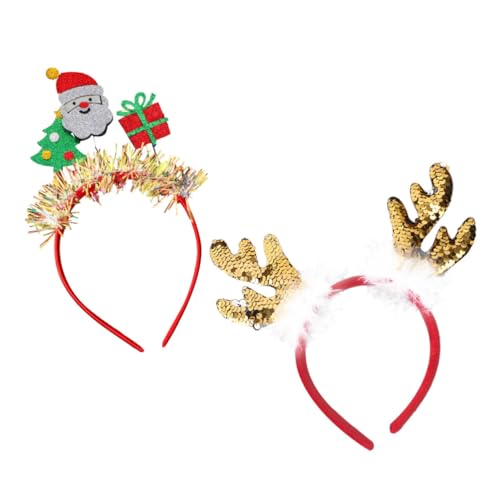 FRCOLOR 2 Stück Flauschige Weihnachts Haarschmuck Haarschmuck Für Mit Cartoon Geweih Stirnband Und Perfekt Für Weihnachtsfeiern Karneval Und Festliche Anlässe von FRCOLOR