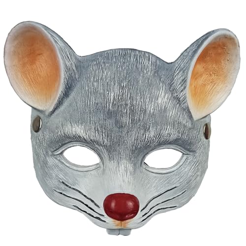 FRCOLOR 2 Stück -Maske Tier-Halbgesicht Hellgrau Pu-Schaum-Maske Für Halloween Maskerade Japanischer Stil Weihnachten Cosplay-Kostüm von FRCOLOR