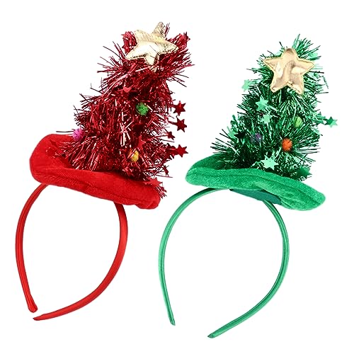 FRCOLOR 2 Stück Weihnachtsbaum Stirnband Haarschmuck Für Festliche Anlässe Ideal Für Weihnachten Partys Und Veranstaltungen Ohne Licht Perfektes Accessoire Für Frauen Und ädchen von FRCOLOR