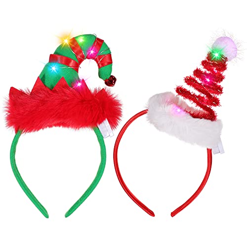 FRCOLOR 2 Stück Weihnachtsbaum Stirnband Weihnachtsstirnbänder Weihnachten Headwears Santa Headwear mit Glocken für Weihnachtskostüme Zubehör Holiday Party Favors von FRCOLOR