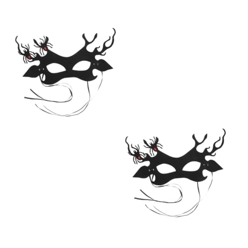 FRCOLOR 2St Geweih Spinnenmaske Arzt Maske Entenmaske Mascara für Halloween Wolfsmaske gruselige maske halloween dekoration Halloween-Spinnenmaske Weihnachts-Gesichtsmaske Vlies Black von FRCOLOR