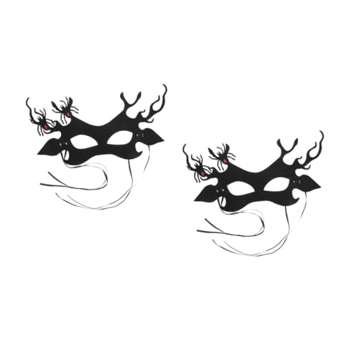 FRCOLOR 2St Geweih Spinnenmaske gruselige maske halloween dekoration schwarze Spinnenmaske Halloween-Dekorationen im Freien Gesicht Vampirmaskendekoration Partymaske aus Spitze Vlies Black von FRCOLOR