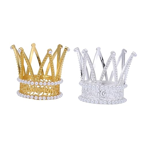 FRCOLOR 2St Kronenverzierung Zu Krone für Mädchen Goldrand Babykrone -Tiara make cake hichzeitstortendeko caketopperr pappbecher Party -Kuchen -Dekoration Tiara für Mädchen Legierung von FRCOLOR