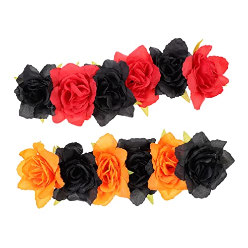 FRCOLOR 2St Party Girlande Kopfbedeckung Zubehör elastisches Haarband 4 halloween haarspangen haarspange halloween haarreifen damen haarschmuck floraler Kopfschmuck Party Haarband Stoff von FRCOLOR