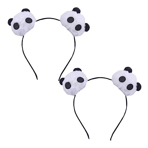 FRCOLOR 2St kreative Kopfbedeckungen Plush hair band Adorable hair hoop Comfortable hair band Adjustable hair hoop kopfschmuck kreative Haarbänder Panda-Kopfbedeckung Tierhaarreifen Weiß von FRCOLOR