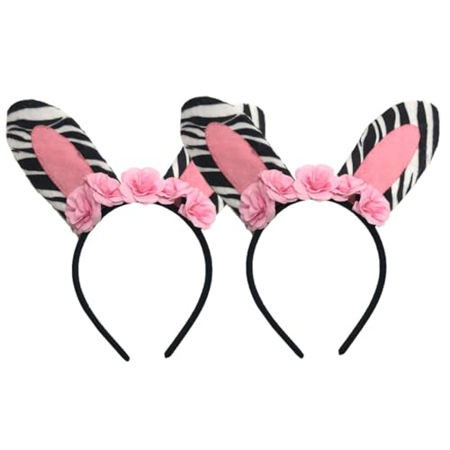 FRCOLOR 2st Zebra-stirnband Zebra-ohr-stirnband Plüsch-ohr-stirnband Hasenblumen-stirnband Tierohrstirnband Hasen -ohr -stirnband Blumenkopfschmuck Stirnband Mit Pferdeohren Filzstoff Rosa von FRCOLOR