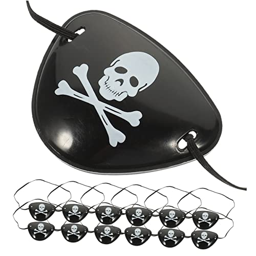 FRCOLOR 3 Sätze Piratenkostüm-auge Einzelne Augenmaske Party Halloween Augenmaske Halloween Augenklappen Aus Kunststoff Skelett-augenklappe Plastik Black 12 Stück * 3 von FRCOLOR