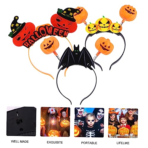 FRCOLOR 3 Stück Halloween leuchtendes Stirnband Kostüm glühen funkeln halloween haarreifen halloween haarschmuck halloweendekorationen kopfschmuck Kürbis Stirnband Haare Halloween Produkt von FRCOLOR