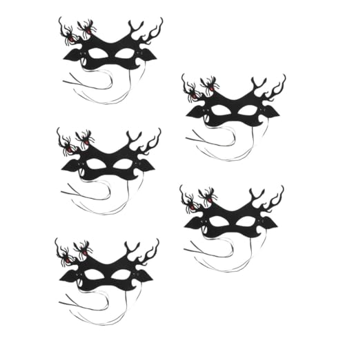 FRCOLOR 3st Geweih Spinnenmaske Maskerade Halbes Gesicht Mascara Für Halloween Halloween-cosplay Entenmaske Halloween-dekorationen Im Freien Masken Halloween-wolfsmaske Vampir Vlies Black von FRCOLOR