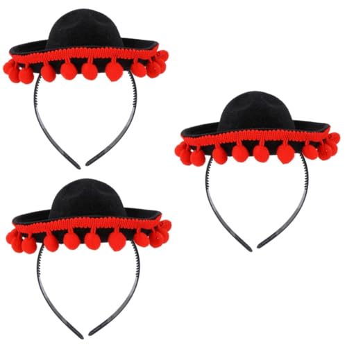 FRCOLOR 3st Mexiko Haarbänder Herren-stirnband Mexiko Haarband Cinco De Mayo Partyhüte Haargummis Für Männer Herren Strohhut Mexiko Sombrero-mütze Mini Mexikanischer Hut Stirnband von FRCOLOR