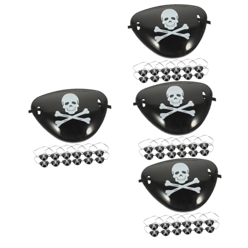 FRCOLOR 4 Sätze Maske Tragbare Augenklappe Halloween Piratenaugen-accessoires Einäugige Piraten-augenklappe -augenklappe Cosplay-zubehör Plastik Black 12 Stück * 4 von FRCOLOR