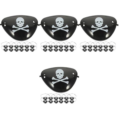 FRCOLOR 4 Sätze Maskerade-schädel-augenklappe Piraten-augenabdeckungen Schädel-augenmaske Maskerade Cosplay Augenklappe -augenklappe Party Plastik Black 12 Stück * 4 von FRCOLOR