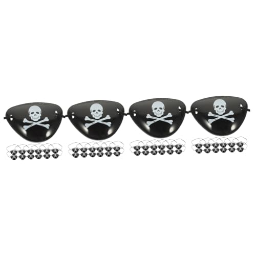 FRCOLOR 4 Sätze Piratenaugen-accessoires Piratenkostüm-auge Augenmaske Halloween Halloween-dekoration Piraten-augenklappen Party-augenabdeckungen Plastik Black 12 Stück * 4 von FRCOLOR