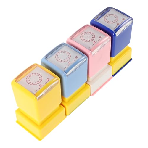 FRCOLOR 4 Stück Lernstempel Uhrzeit Uhr Stempel Tragbar für Unterricht Zuhause und Schule Farbenfrohe Zeitstempel Zeitverständnis FRCOLOR 4 Stück Lernstempel Uhrzeit Uhr Stempel Tragbar für Unterricht Zuhause und Schule Farbenfrohe Zeitstempel Zeitverständnis von FRCOLOR