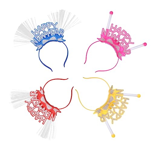 FRCOLOR 4 Stück Neujahrs-Glitzer-Stirnband Spitzen-Stirnband für Damen vierte Reifen Leuchtender Haarreif leuchtende haarbänder frohes neues jahr stirnbänder neues jahr haarband Plastik von FRCOLOR