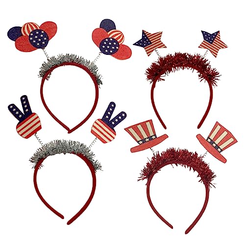 FRCOLOR 4 Stück Unabhängigkeitstag Stirnband Spa-stirnband Party-haarschmuck Stirnbänder Für Damen Haare Tragen Patriotische Kopfbedeckung Haarzubehör Cosplay-party-stirnband Filzstoff von FRCOLOR