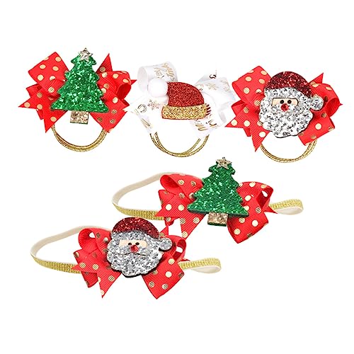 FRCOLOR 5 Teiliges Weihnachts Haar Set Mit Kopfschmuck Bowknot Haarseilen Weihnachtsmannmütze Haarspange Und Glöckchen Haarband Für Festliche Partys Ideal Für Und Mädchen von FRCOLOR