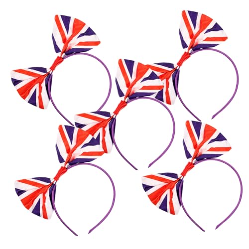 FRCOLOR 5St Stirnband Kopfschmuck Union Jack Partygeschenke Union-Jack-Kleid Flagge Fahnen im Freien seidenband ribbon kopfhoerer hair band Feierliche Haarreifen Bowknot-Haarspangen Satin von FRCOLOR