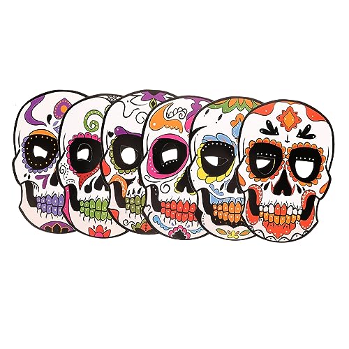 FRCOLOR 6 Stk Maskerade-party-maske Mexikanischer Tag Der Toten Masken Tag Der Toten Totenkopfmasken Tag Der Toten Skelettmasken Schädelmaske Cosplay-maske Pack Halloween Papier von FRCOLOR