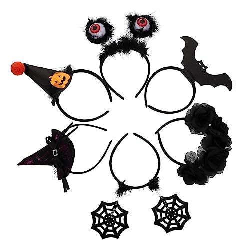 FRCOLOR 6St Halloween-Stirnband halloween haarschmuck kinderkostüme halloween Stirnbänder Halloween Augapfel Stirnband lustige Haarreifen Party-Kopfschmuck Stoff Black von FRCOLOR