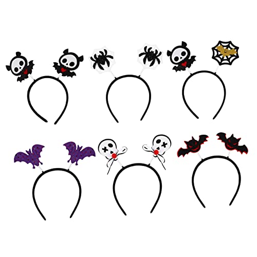 FRCOLOR 6st Halloween-stirnband Gefälscht Unheimlich Maske Tag Der Toten Kopfbedeckung Geisterkopfbedeckung Böses Haar-accessoire Party-stirnbänder Gothic Verkleidung Mode Kunststoffvlies von FRCOLOR