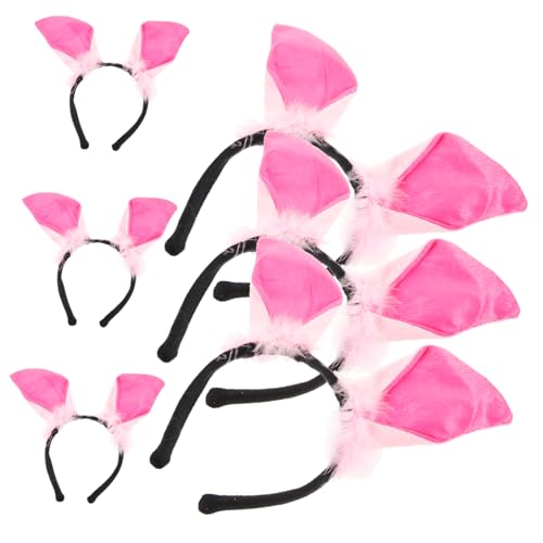 FRCOLOR 6st Tierisches Stirnband Cosplay-tier-stirnband Hundeohren Stirnband Erwachsene Kaninchen Haarzubehör Party-katzen-kopfschmuck Dalmatinische Ohren Kostüm Haarband Kurze Wolle Rosa von FRCOLOR