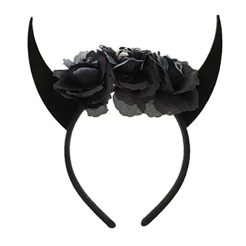 FRCOLOR Blumenhornstirnband Ochsenhorn- Stirnband für Cosplay- Horn- Kopfbedeckung Halloween Stirnband mit Sch?delkopf H?rner Cosplay Stirnband von FRCOLOR