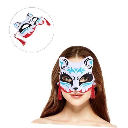 FRCOLOR Halbgesichts Fuchs Maske Halloween Cosplay Accessoire Japanischer Stil Handbemalt Glocken Dekor Für Erwachsene Maskerade Karneval Kostümparty FRCOLOR Halbgesichts Fuchs Maske Halloween Cosplay Accessoire Japanischer Stil Handbemalt Glocken Dekor Für Erwachsene Maskerade Karneval Kostümparty von FRCOLOR