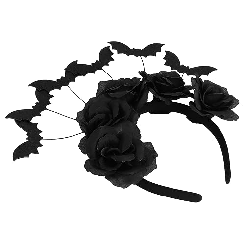 FRCOLOR Halloween schwarze Rosen Stirnband halloween kopfschmuck halloween kopfbedeckung Halloween-Vintage-Krone modische Stirnbänder Kostüm gruseliges Haarband Halloween-Haarreifen Black von FRCOLOR