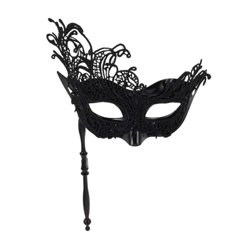 FRCOLOR Handgehaltene Stabmaske Handgehaltene Maskerademaske Maskerade Maske Fledermaus Augenmaske Maskerade-maske Für Frauen Auf Stock Venezianische Maskerade Maske Black Plastik von FRCOLOR