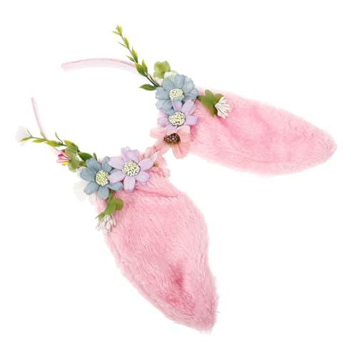 FRCOLOR Hasenohr Stirnband Hasenohren Haarschmuck Frühlingshasen Haarband Cosplay-kaninchen Plüsch-stirnband Mit Hasenohren Kopfbedeckung Mit Hasenohren Hasen-stirnband Stoff Rosa von FRCOLOR