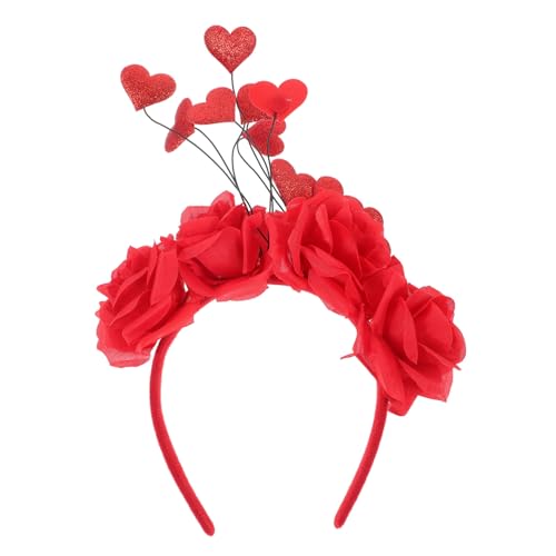 FRCOLOR Herz Stirnband Hut Party Hochzeit Haar Accessoires Rave Valentinstag Kostüm Rosen Stirnband Haarschmuck Amor Kostüm Geburtstag Zarte Haar Accessoires Braut Stirnband von FRCOLOR