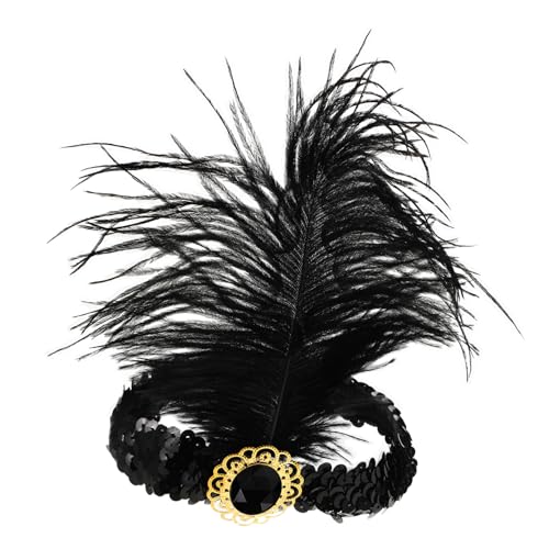 Hochwertiger Federkopfschmuck 20er-jahre-haarkostüm-accessoire Pailletten-kopfschmuck Kostüm-flapper-kopfbedeckung Federstirnband Aus Den 1920er Jahren Damen-stirnband Black Harz FRCOLOR von FRCOLOR