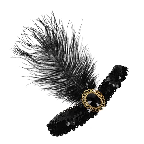 FRCOLOR Hochwertiger Federkopfschmuck Vintage-kopfschmuck Vintage Haarschmuck Kopfbedeckungen Für Tanzpartys Party-haarschmuck Flapper-haarschmuck Aus Den 1920er Jahren Harz Black von FRCOLOR