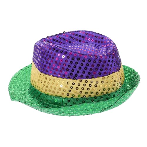 FRCOLOR Karnevals Hüte Konzertkostümhüte Cosplay-partyhüte Konzert-kopfbedeckung Partybevorzugungs-fedorahüte Cosplay-hüte Für Damen Rave-fedora-accessoires Karneval Hut Green Pailletten von FRCOLOR