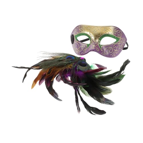 FRCOLOR Karnevalsmaske Halloween Masken Karneval-themenmasken Maskenkostüme Für Frauen Venezianische Partymasken Karneval Gesichtsmaske Prom Ball Spitzenmasken Cosplay-partymaske Feder von FRCOLOR