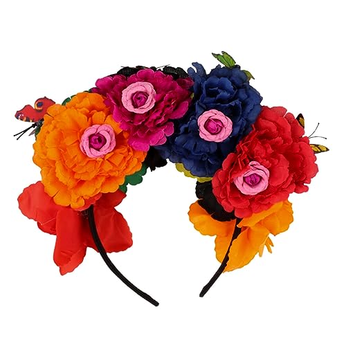 FRCOLOR Kunstblumen-schmetterlings-stirnband Schmetterlings-fascinator-stirnband Hexenhut Halloween Gotisches Blumenstirnband Halloween Blumenstirnband Halloween-kostümparty Haare Glitzern von FRCOLOR