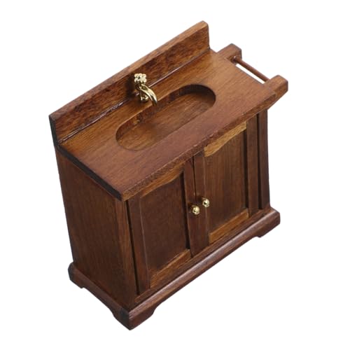 FRCOLOR Maßstab Waschbecken Schrank mit Becken Puppenhaus Zubehör Realistische Badezimmerszene Holzoptik Kindgerecht FRCOLOR Maßstab Waschbecken Schrank mit Becken Puppenhaus Zubehör Realistische Badezimmerszene Holzoptik Kindgerecht von FRCOLOR