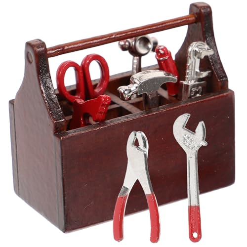 FRCOLOR Mini Holz Werkzeugkasten Set mit Miniaturwerkzeugen Realistische Puppenhaus Dekoration Handgefertigte Miniatur Möbel und Zubehör für DIY Mikro Szenen FRCOLOR Mini Holz Werkzeugkasten Set mit Miniaturwerkzeugen Realistische Puppenhaus Dekoration Handgefertigte Miniatur Möbel und Zubehör für DIY Mikro Szenen von FRCOLOR