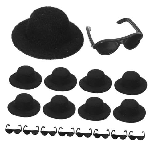 FRCOLOR Miniatur Zylinderhut aus Filz für Puppen Teiliges mit Schwarzen Mini Hüten und Kleinen Sonnenbrillen Realistische Kleine Hüte für Puppenzubehör Vielseitig als Party und FRCOLOR Miniatur Zylinderhut aus Filz für Puppen Teiliges mit Schwarzen Mini Hüten und Kleinen Sonnenbrillen Realistische Kleine Hüte für Puppenzubehör Vielseitig als Party und von FRCOLOR