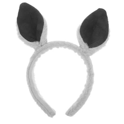 FRCOLOR Ohr Stirnband Tierstirnband Plüsch Make-up-haarband Make-up-stirnband Plüsch-tierhaarband Känguru-ohr-kopfschmuck Halloween-party-stirnband Schwarze Hasenohren Stoff Grey von FRCOLOR