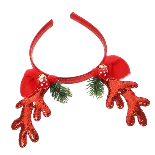 FRCOLOR Stirnband Aus Elchgeweih Festlicher Kopfschmuck Weihnachtsdekorationen Kopfschmuck Aus Geweih Weihnachtliche Kopfbedeckungen Urlaub Stirnbänder Weihnachtskopfbedeckung Rot Stoff von FRCOLOR