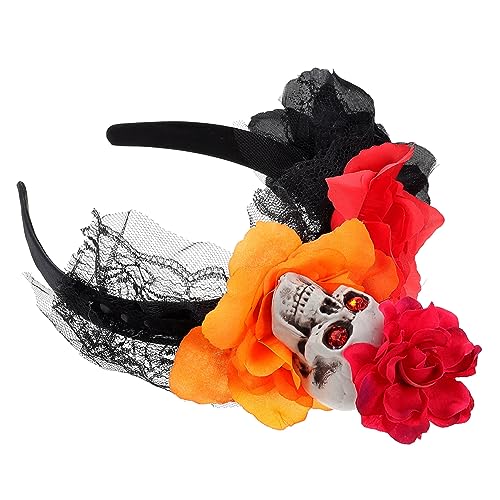 FRCOLOR -Stirnband halloween haarreif halloween headband Halloween-Stirnband Gespensterfestlicher Kopfschmuck Halloween-Spitzenblumen-Haarreifen Rosenhaarkranz Haarzubehör Plastik von FRCOLOR