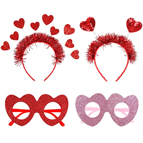 FRCOLOR Valentinstag Herz Stirnband Liebe Herz Stirnbänder Pailletten Herz Stirnband und Valentinstag Sonnenbrille für Valentinstag Requisiten Party Kostüm Zubehör (Größe 3) von FRCOLOR