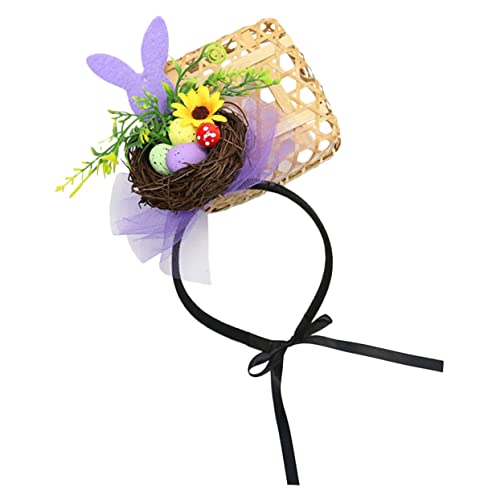 FRCOLOR Vogelnest Stirnband Osterdekorationen Stirnband Neuheit Stirnbänder Neuheit Haarschmuck Für Die Osterparty Stirnband Für Osterhase Mädchen-tutu Ostervorräte Rattan Violett von FRCOLOR