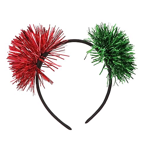 FRCOLOR helles Seidenkugel-Stirnband Stirnband Zubehör Spa-Stirnband bopp pom stirnbänder christmas haarreif haarschmuck Bommel Haarband Party-Stirnband Metall rot von FRCOLOR