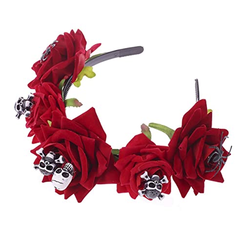 FRCOLOR modische Kopfbedeckung rosa Stirnband Stoff Haarbänder für Damen Stirnbänder Zubehör Blumen halloween kopfschmuck halloween kopfbedeckung Geschenkidee frauen stirnband Haarband rot von FRCOLOR