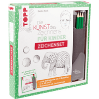 TOPP 7188 Die Kunst des Zeichnens für Kinder Zeichenset - Skizzenbuch mit cooler Stiftetasche und 3 Bleistiften von FRECHVERLAG