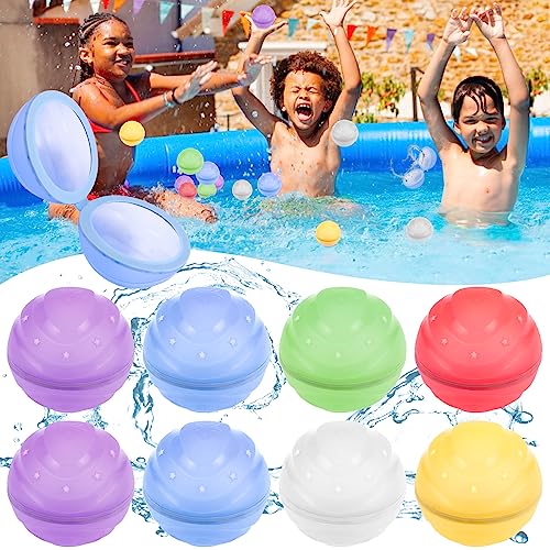 Wiederverwendbare Wasserbomben, FRECOO 8 Stück Magnetische Selbstschließende Wasserbomben, Silikon-Wasserballons für Kinder und Erwachsene Splash-Ballpool-Spielzeug für draußen von FRECOO