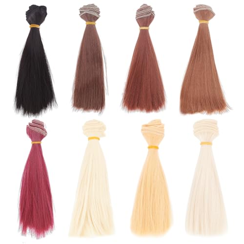 FREEBLOSS, 8 Stück DIY Puppenhaar, Puppenhaartressen, Puppenhaarperücke, 8 Farben, Puppenperücke Mit Glattem Haar, Puppenhaar Zum Neuwurzeln, Puppenherstellung, Kunstbedarf Für Mädchen von FREEBLOSS